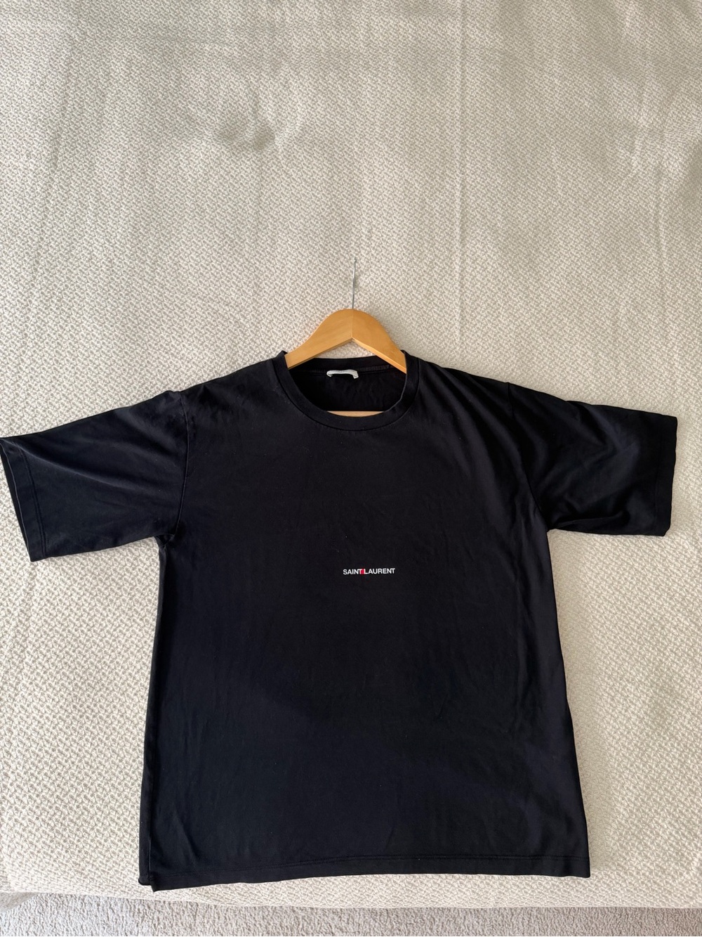Saint Laurent Black Short-Sleeve Logo Tee